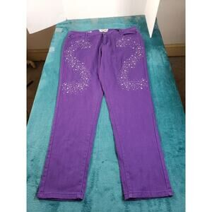 Hot Kiss Jeans Sz 16 Womens Purple Pants Stretch Ladies Skinny Embellished NWT